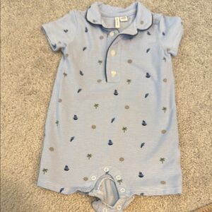 Janie and Jack 18 mos Blue Striped Baby Romper with Nautical Print